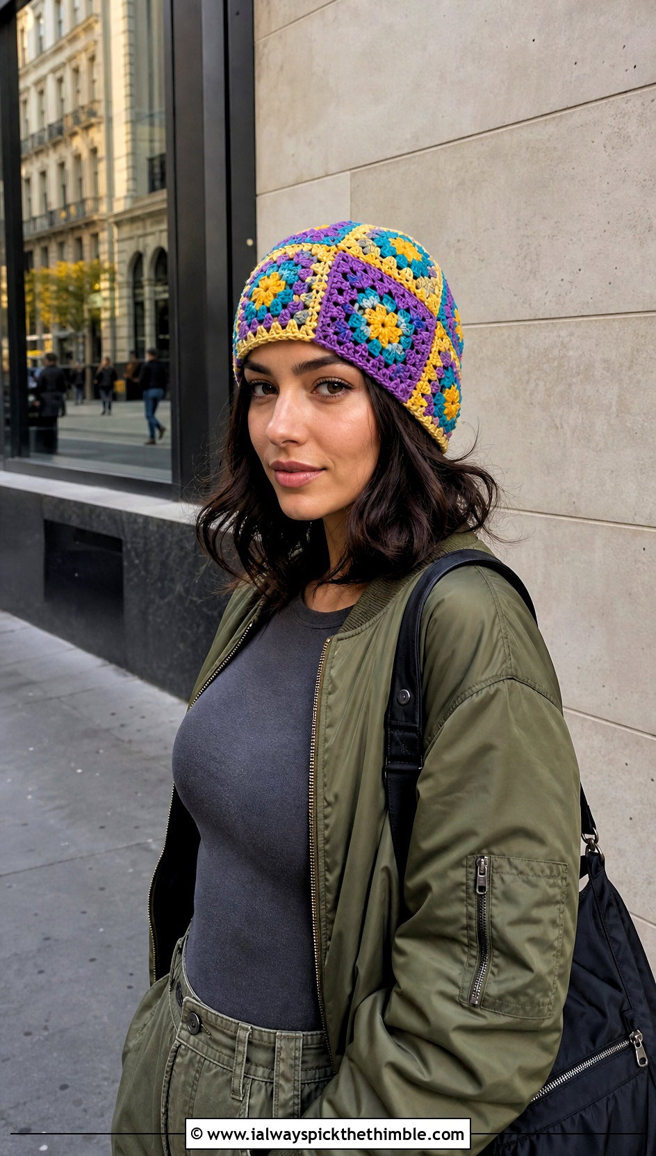 Granny Square Crochet Beanie With Cargo Pants - 20 Doll Crochet Beanie outfit ideas