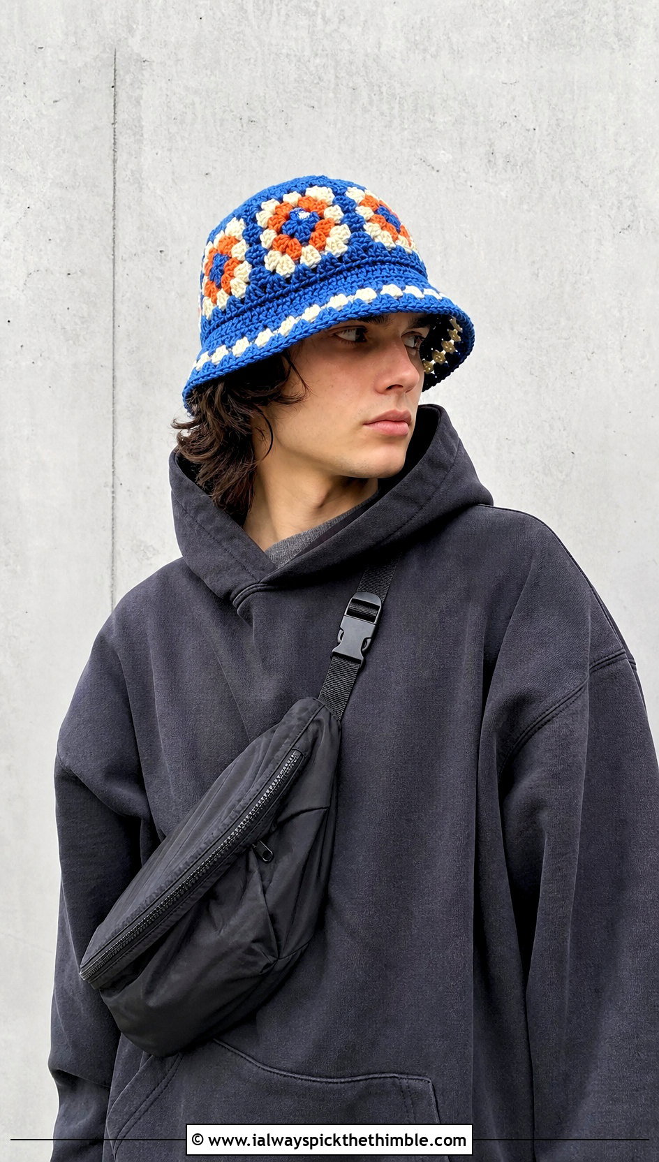 Granny Square Crochet Bucket Hat With Hoodie And Cargo Pants - 20 crochet bucket hat men outfit ideas
