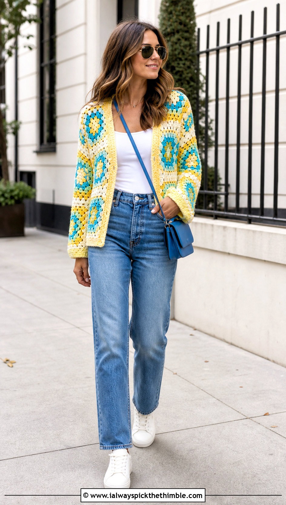 Granny Square Crochet Cardigan With Straight Leg Jeans - 20 Simple Crochet Cardigan For Women outfit ideas