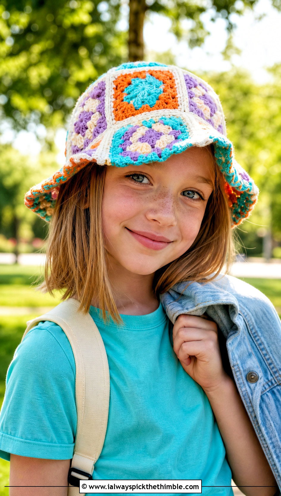 Granny Square Crochet Childs Bucket Hat With T Shirt And Shorts - 20 crochet childs hat outfit ideas
