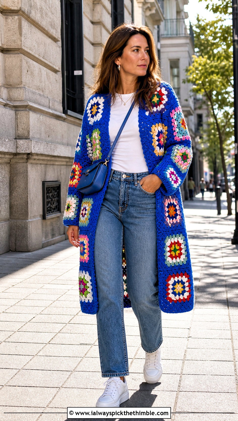 Granny Square Crochet Coat With Straight Leg Jeans - 15 crochet coat size m outfit ideas