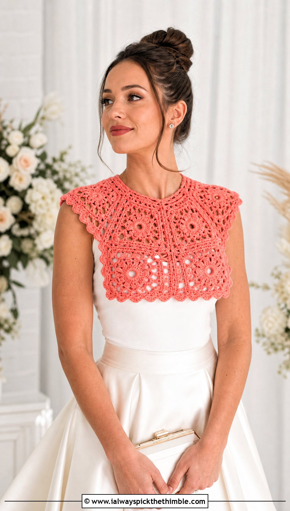 Granny Square Crochet Collar With Bridal Separates - 15 Crochet Collar For Wedding outfit ideas