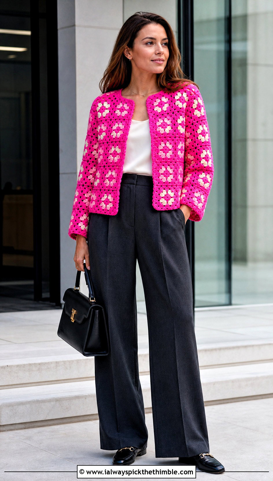 Granny Square Crochet Jacket With Tailored Trousers - 25 granny square crochet clothes and outfit ideas