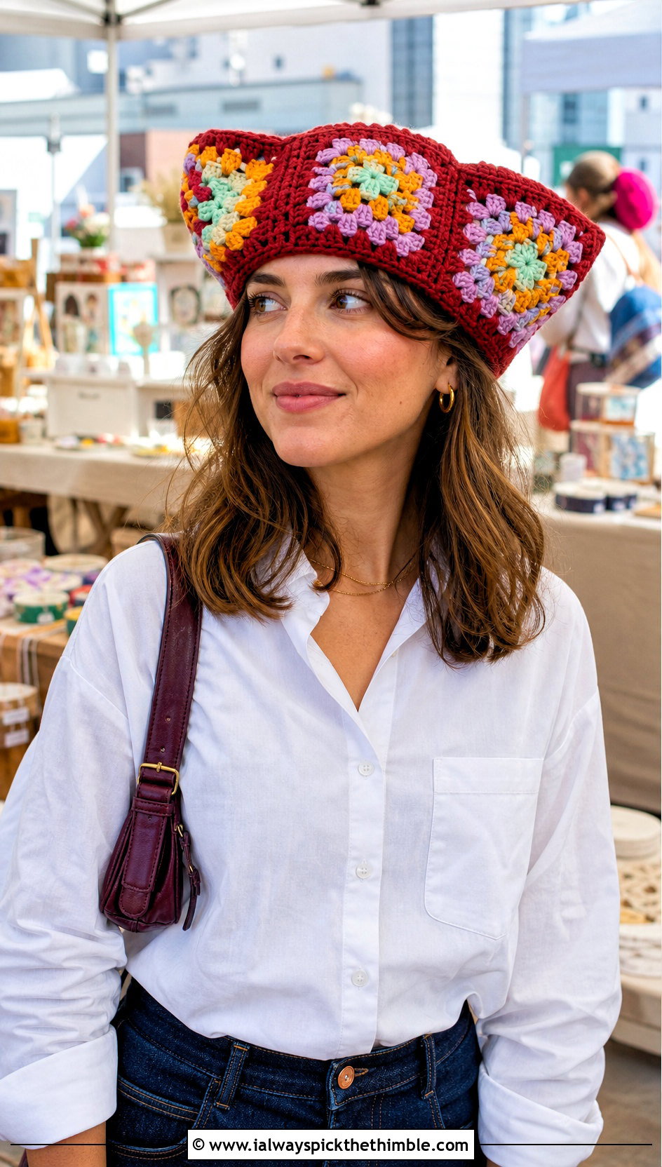 Granny Square Crochet Pirate Hat With Shirt And Denim Skirt - 25 crochet pirate hat outfit ideas