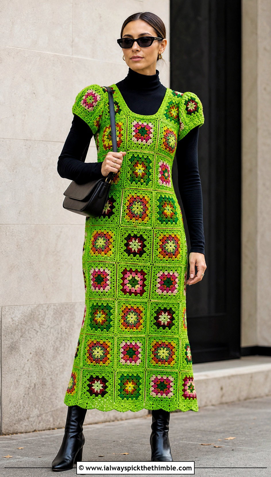 Granny Square Crochet Princess Dress With Ankle Boots - 25 crochet princess dress outfit ideas
