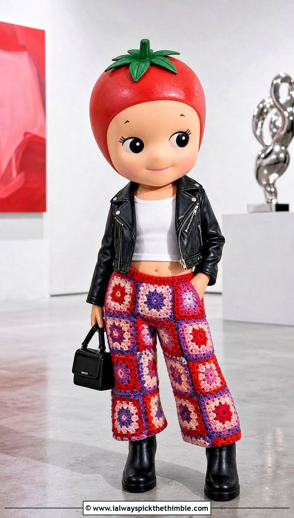 Granny Square Crochet Sonny Angel Pants With Moto Jacket - 20 Crochet Sonny Angel Pants outfit ideas