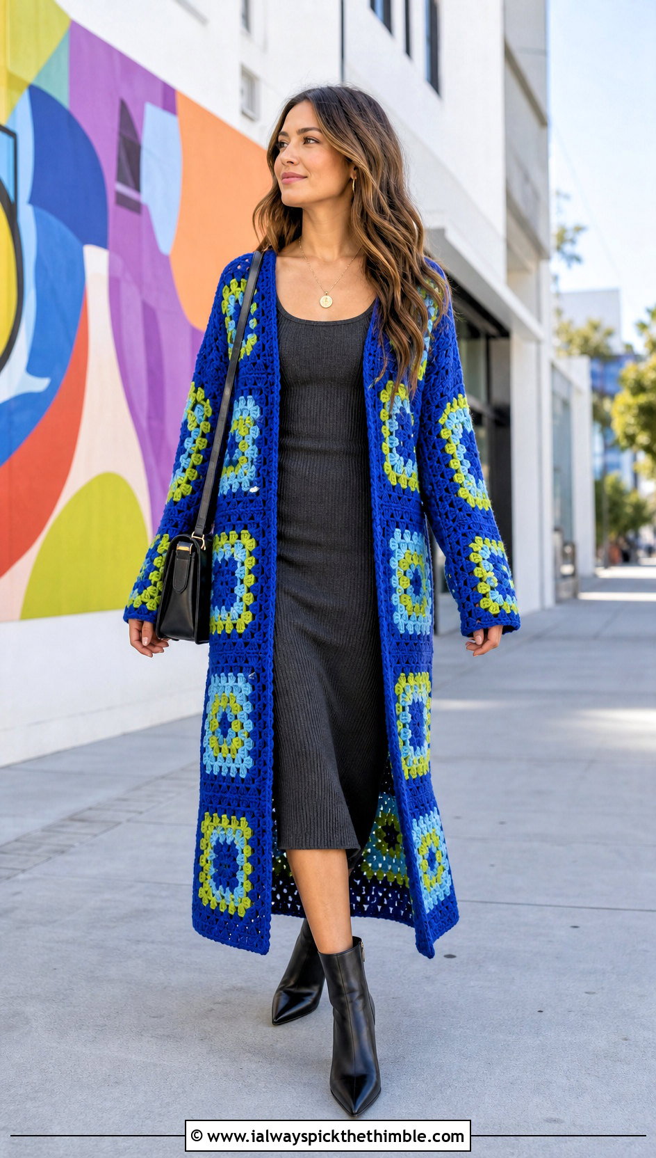 Granny Square Duster Cardigan With Ribbed Tank Dress - 25 granny square crochet cardigan jacket outfit ideas