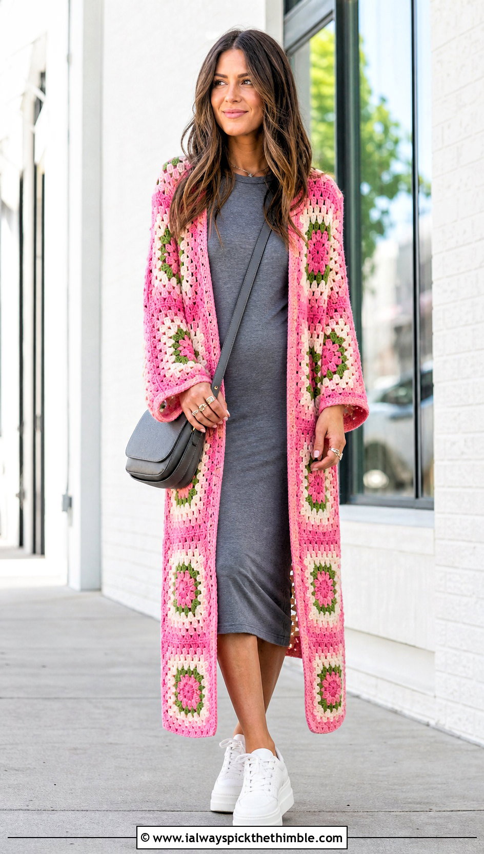 Granny Square Duster Jacket With T Shirt Dress - 20 granny square jackets outfit ideas