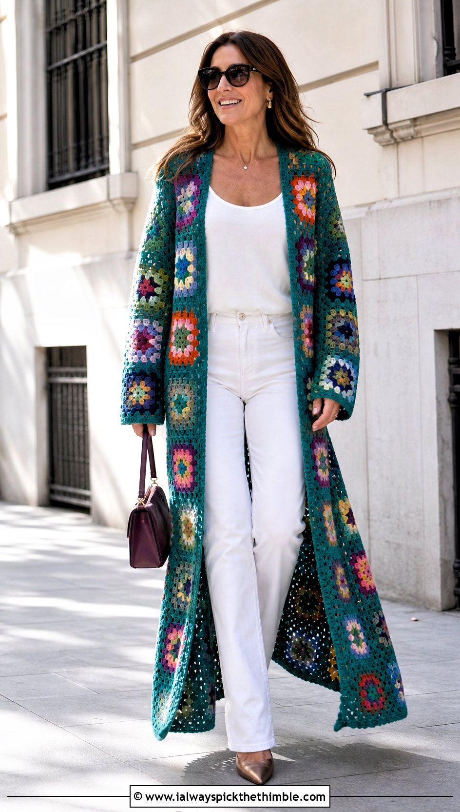 Granny Square Duster With Monochrome Basics - 25 granny square clothing and outfit ideas