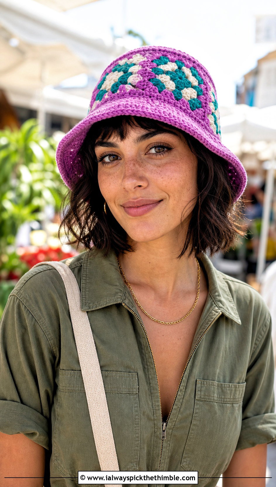 Granny Square Fisherman Hat With Utility Jumpsuit - 25 granny square hat outfit ideas