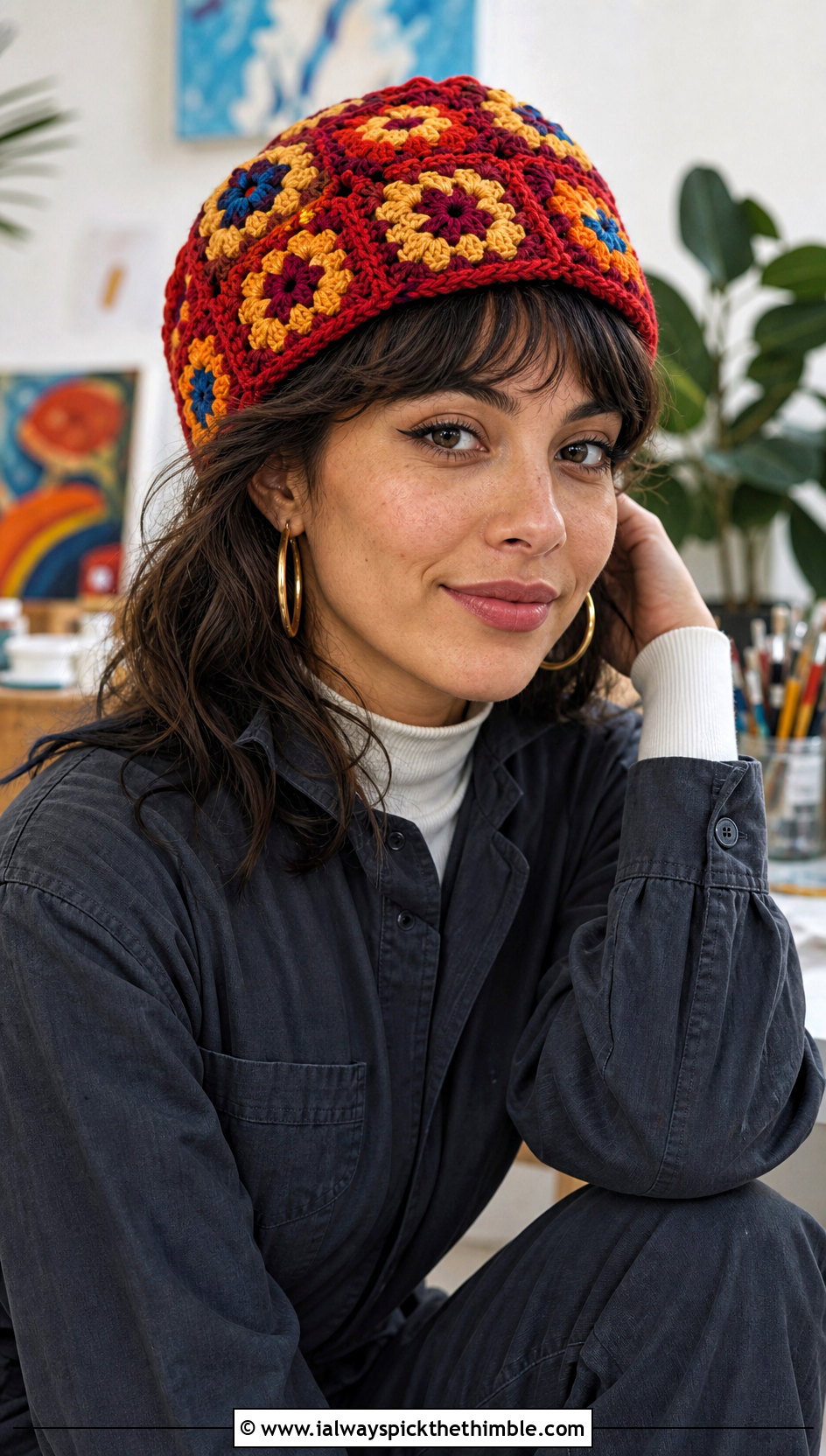 Granny Square Gryffindor Crochet Hat With Utility Jumpsuit - 15 gryffindor crochet hat outfit ideas