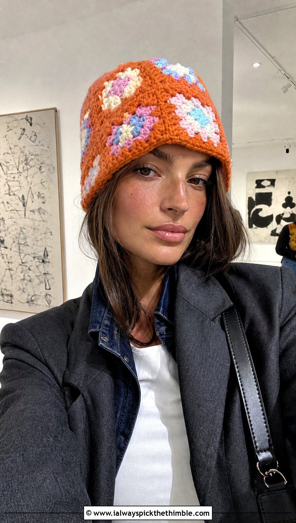Granny Square Highland Crochet Beanie With Blazer - 15 highland crochet beanie outfit ideas