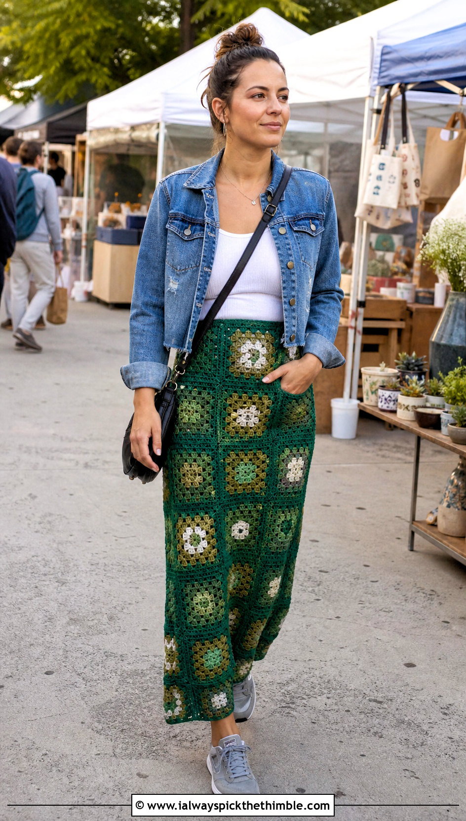 Granny Square Maxi Skirt With Denim Jacket - 25 granny square crochet clothes and outfit ideas