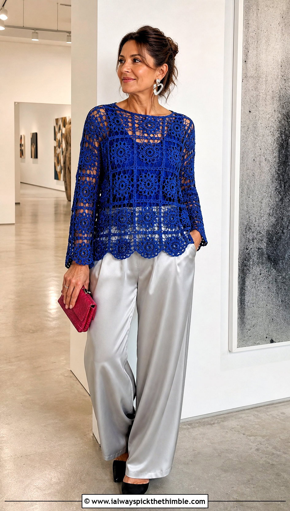 Granny Square Mesh Top With Satin Pants - 25 granny square clothing and outfit ideas