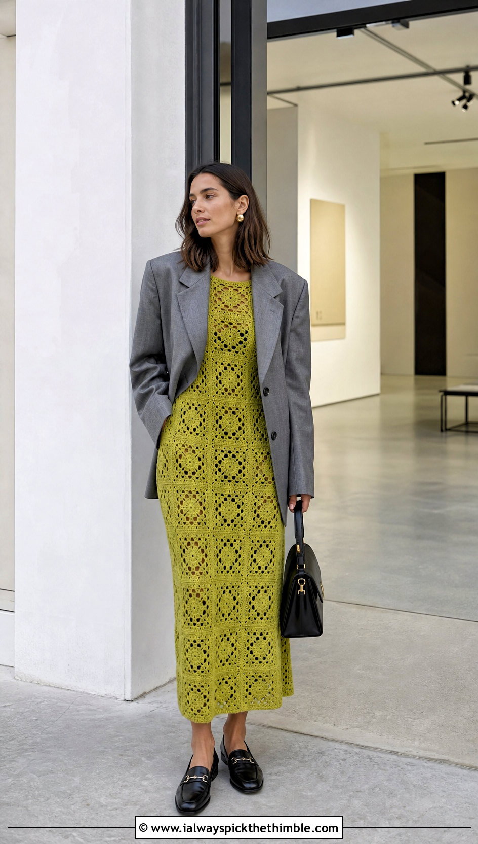Granny Square Midi Dress With Oversized Blazer - 25 granny square crochet clothes and outfit ideas