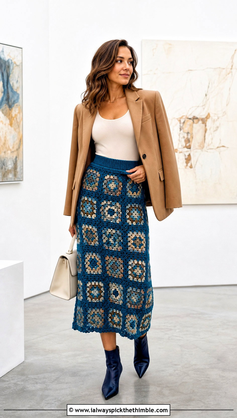 Granny Square Midi Skirt With Bodysuit And Blazer - 25 granny square clothes and outfit ideas