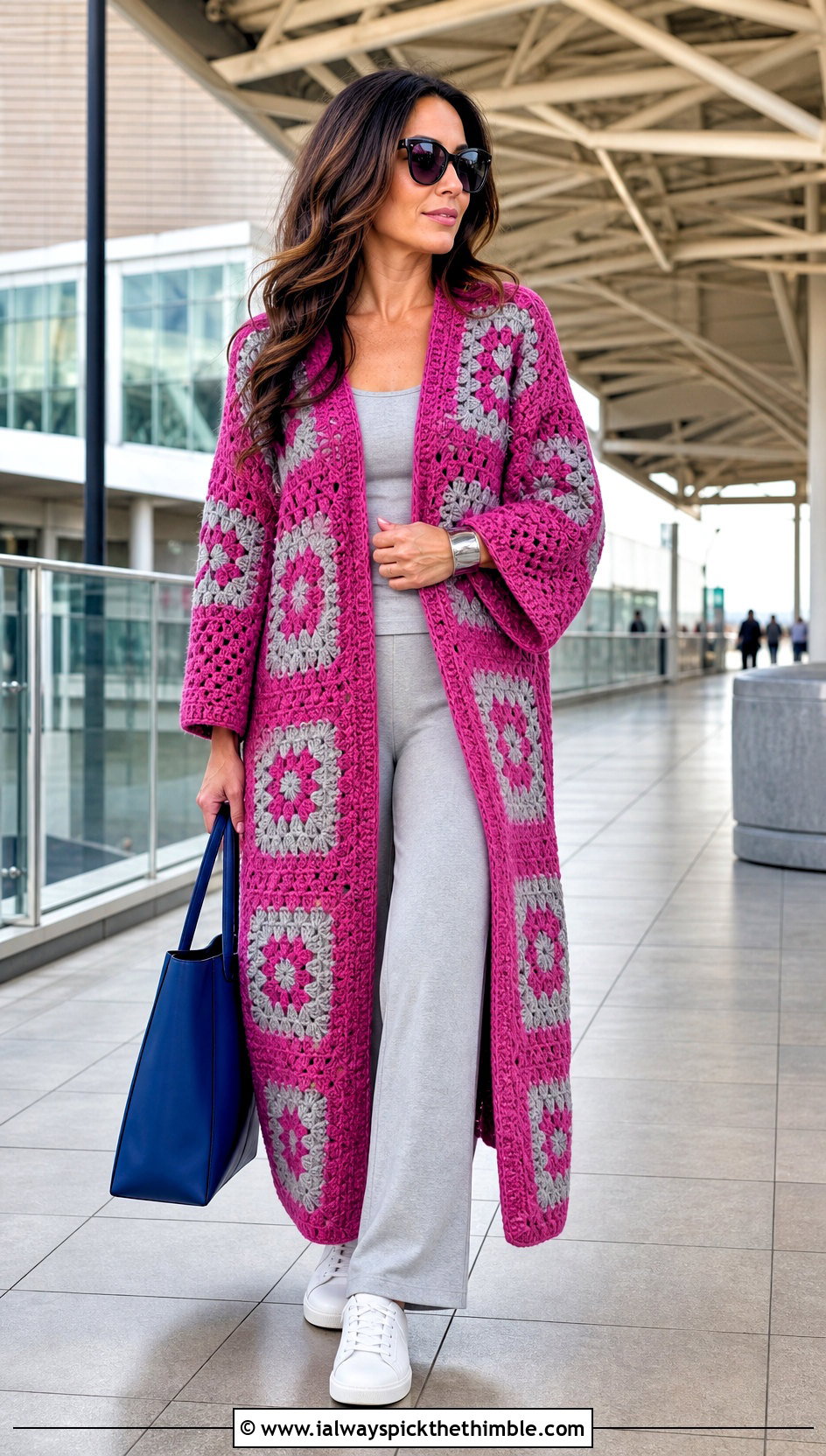 Granny Square Oversized Cover Up With A Monochrome Set - 25 granny square cover up outfit ideas