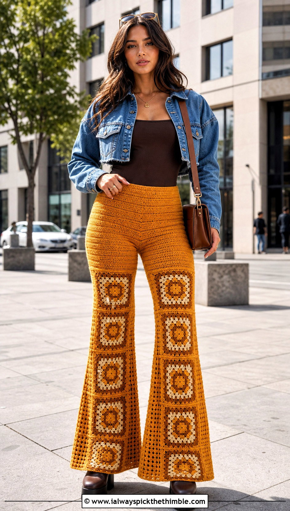 Granny Square Pants With Fitted Bodysuit - 25 Granny Square Outfit ideas