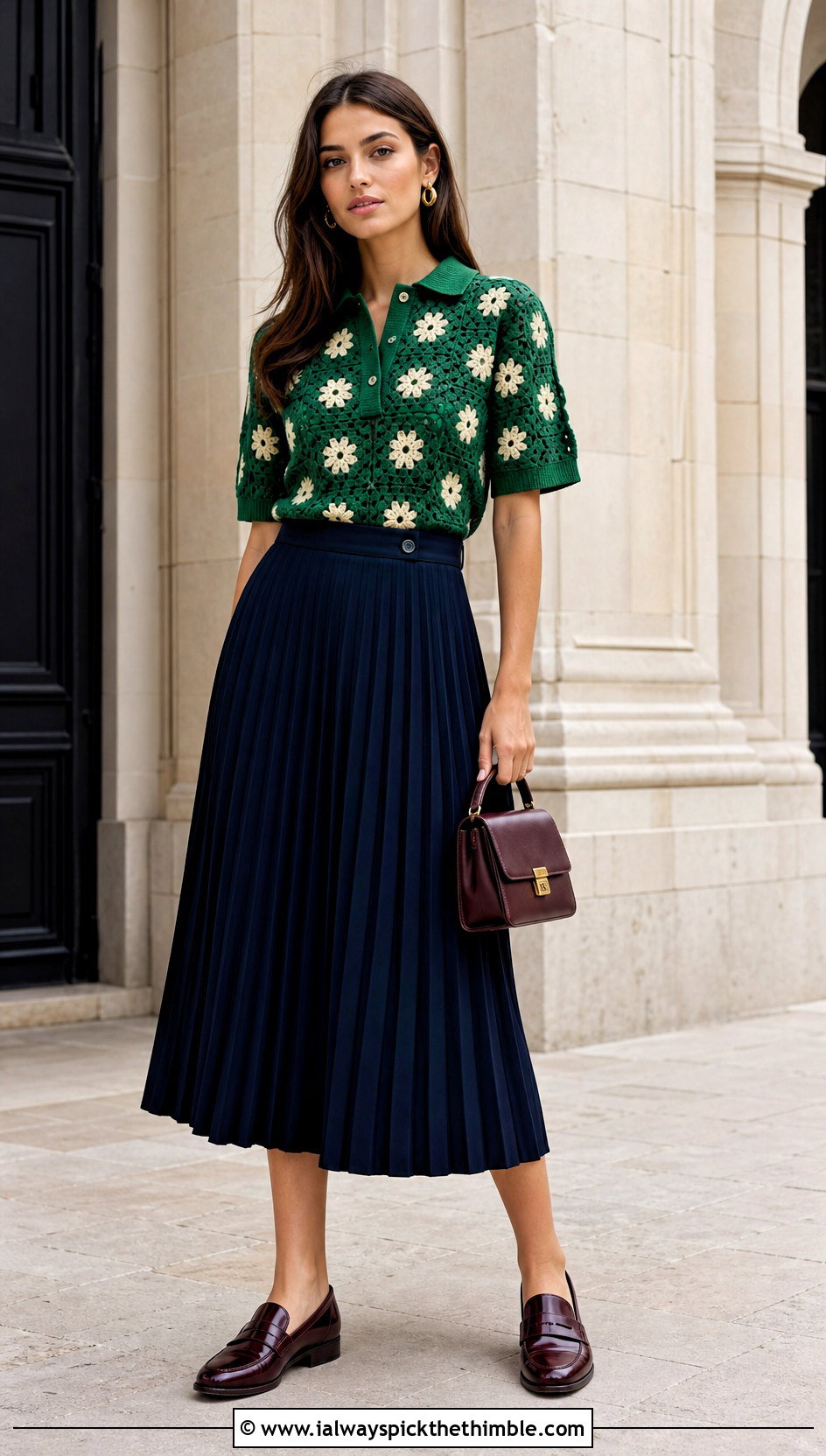 Granny Square Polo Top With Pleated Skirt - 20 granny squares clothes and outfit ideas