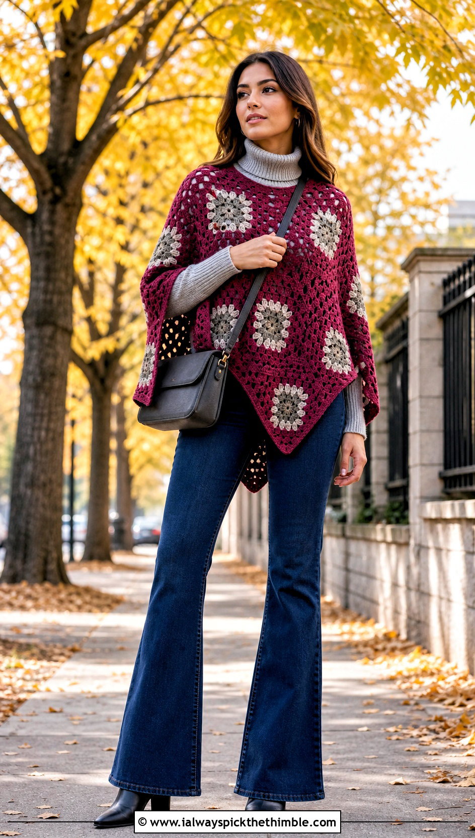Granny Square Poncho With Flared Jeans - 25 granny square crochet clothes and outfit ideas