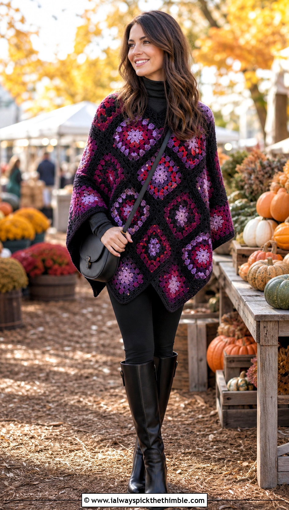 Granny Square Poncho With Leggings And Boots - 20 granny squares clothes and outfit ideas
