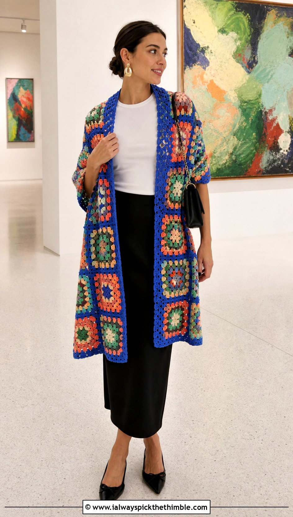 Granny Square Rectangle Crochet Shawl With Column Skirt - 25 Crochet Rectangle Shawl outfit ideas