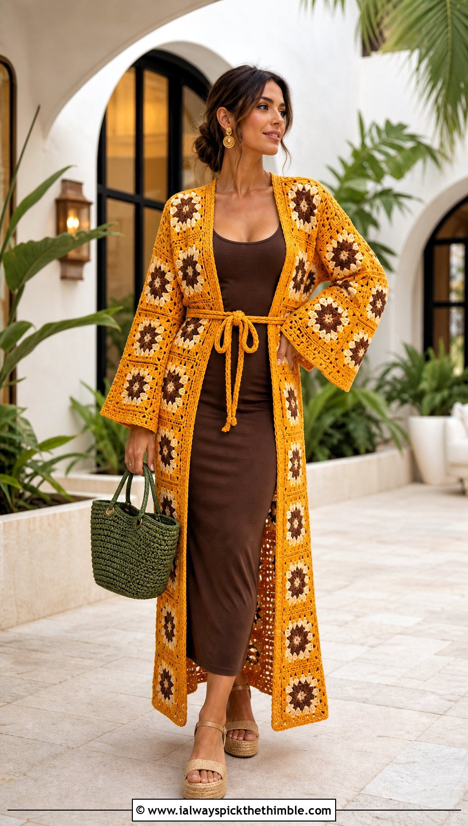 Granny Square Robe Cover Up With A Tank Dress - 25 granny square cover up outfit ideas