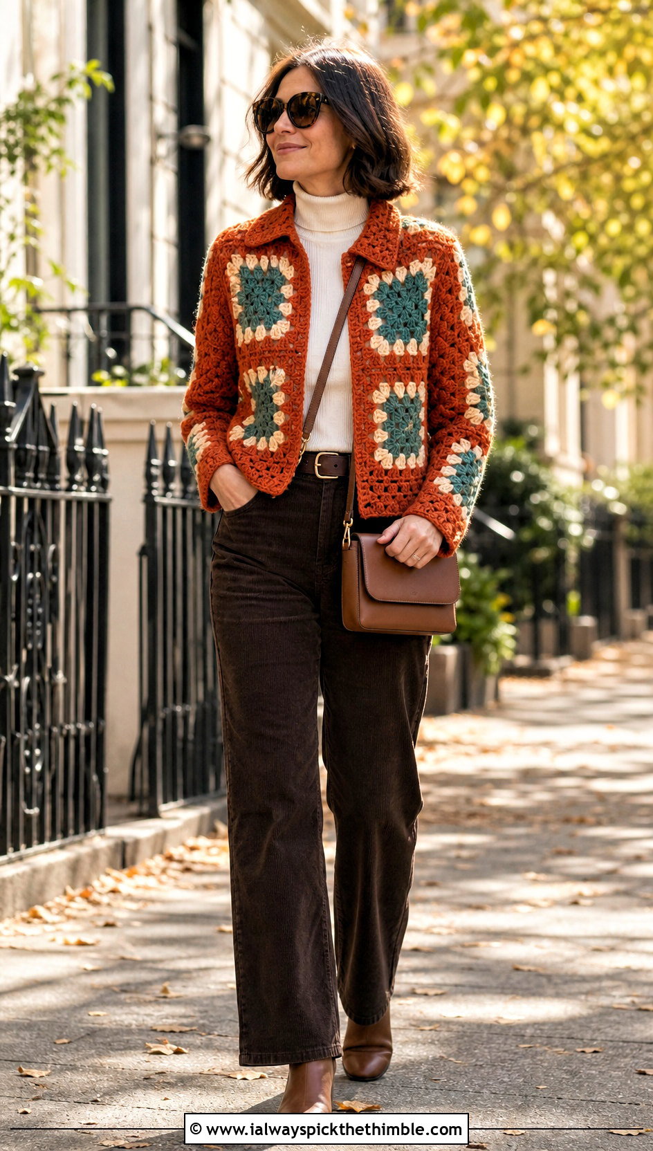 Granny Square Shirt Jacket With Corduroy Pants - 25 granny square shirt outfit ideas
