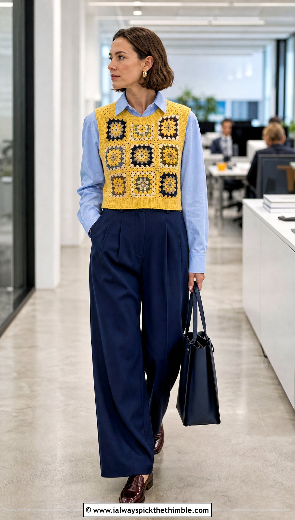 Granny Square Sweater Vest With Shirt And Trousers - 20 crochet granny square clothing and outfit ideas