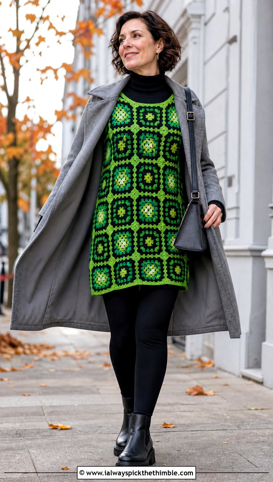 Granny Square Tunic With Leggings And Boots - 20 crochet granny square clothing and outfit ideas