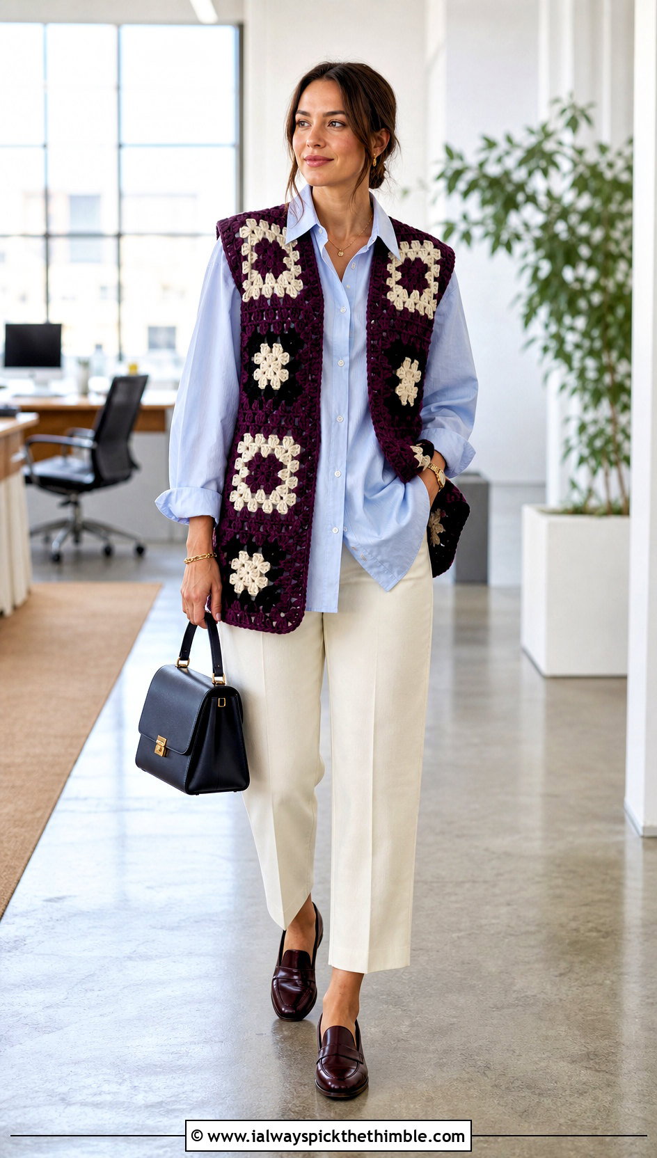 Granny Square Vest Cover Up With A Button Down Shirt - 25 granny square cover up outfit ideas
