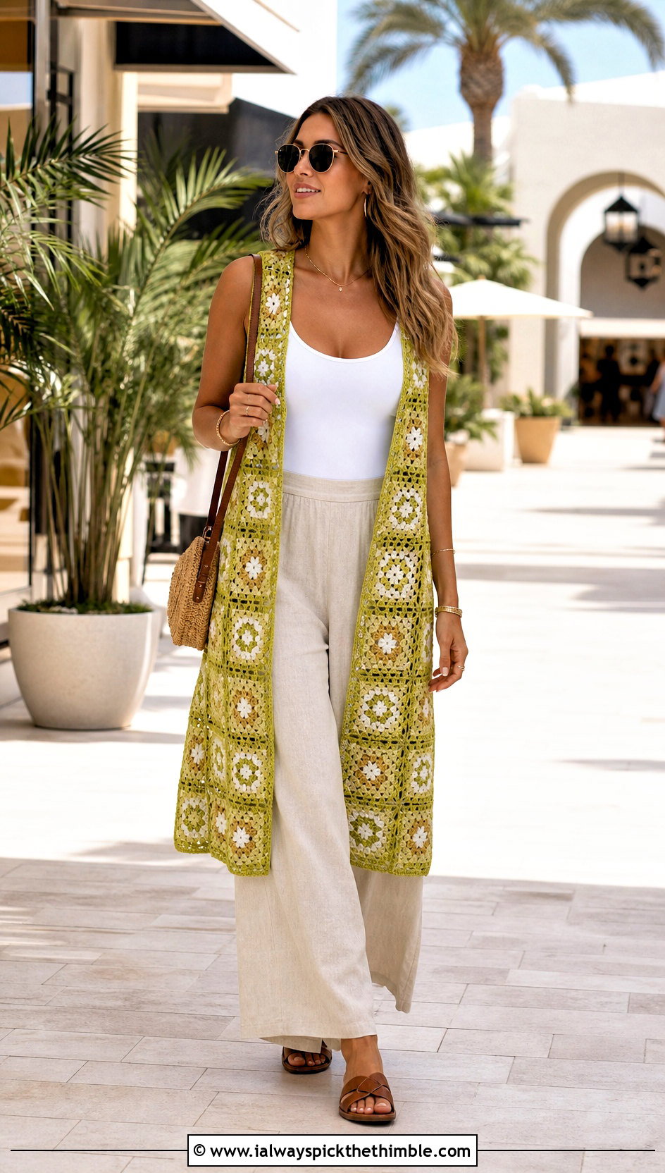 Granny Square Vest Cover Up With Linen Pants - 15 granny square swim cover up outfit ideas