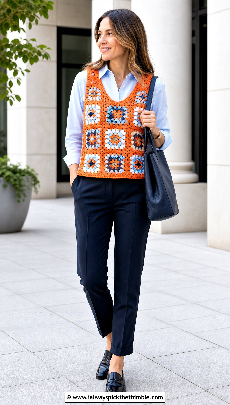 Granny Square Vest Top With Button Down Shirt - 25 granny square tops outfit ideas