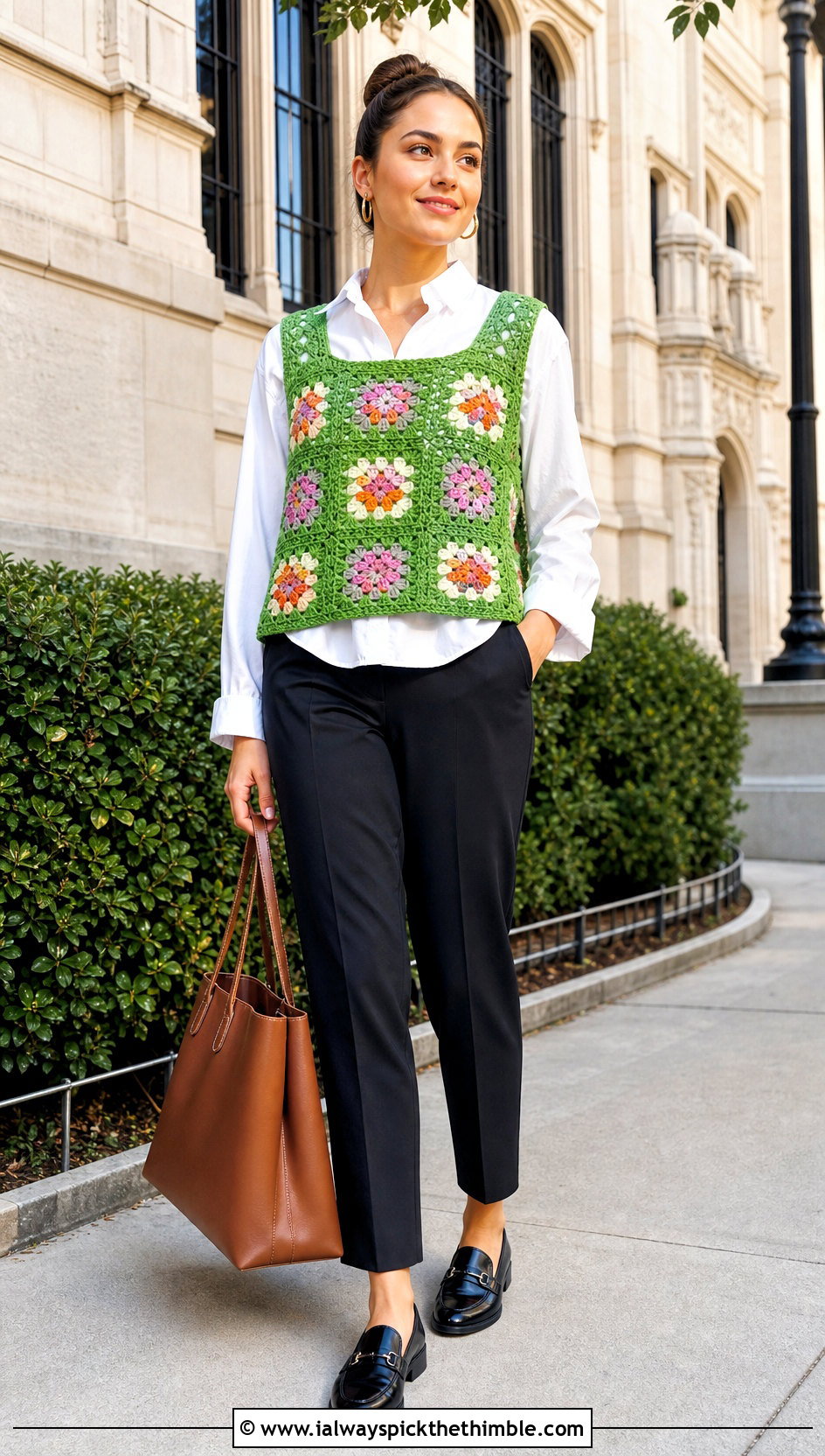Granny Square Vest Top With White Shirt - 25 granny squares top outfit ideas