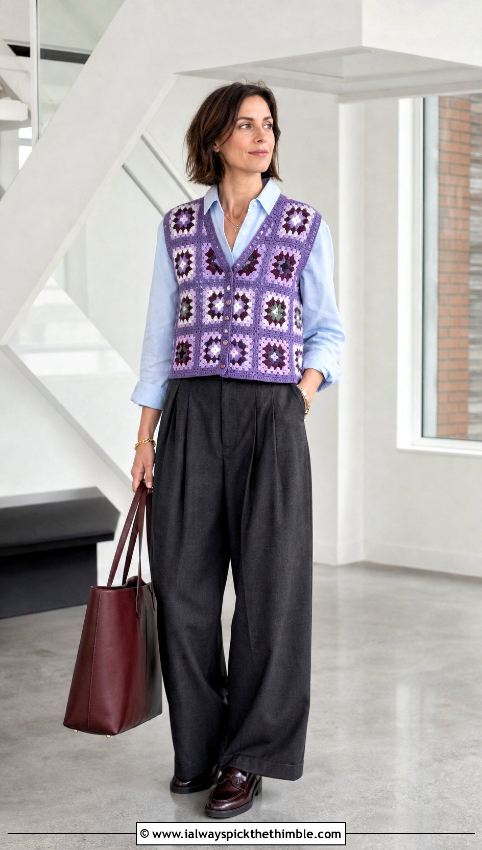 Granny Square Vest With Oxford Shirt And Trousers - 25 granny square clothing and outfit ideas