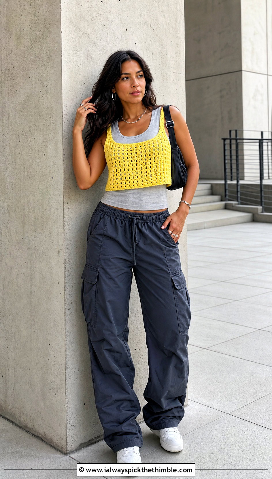 Granny Stitch 2 Rectangle Crochet Top With Cargo Pants - 20 2 Rectangle Crochet Top outfit ideas