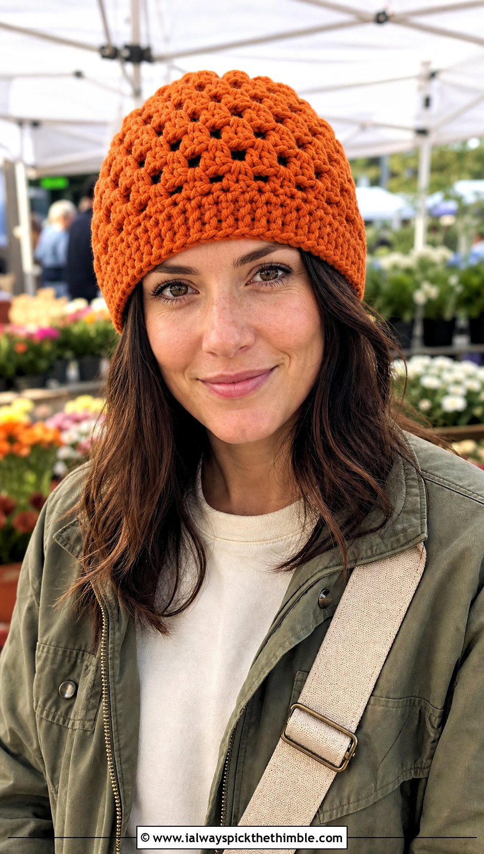 Granny Stitch Chunky Crochet Beanie With Utility Jacket - 20 Chunky Yarn Crochet Hats outfit ideas