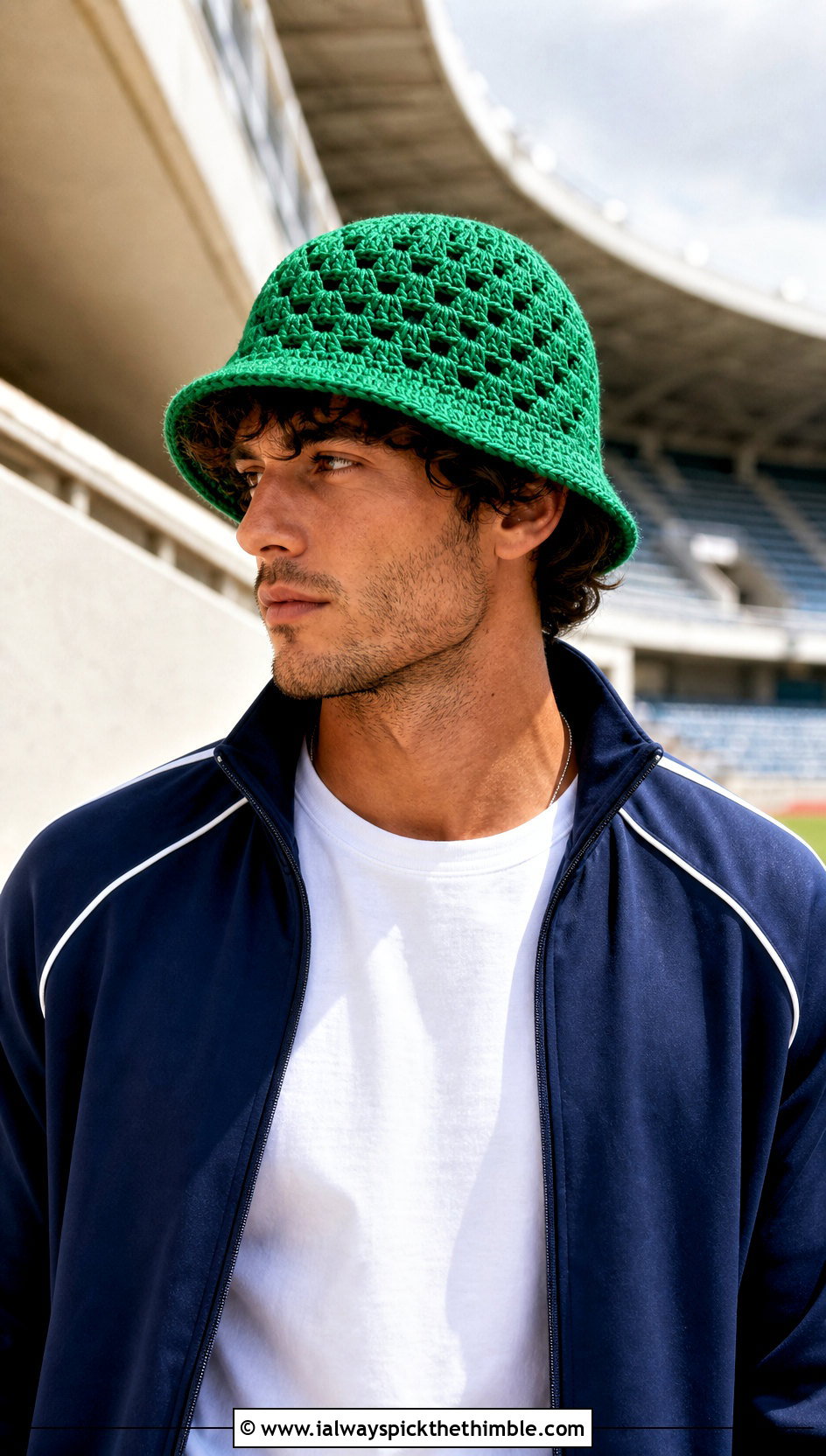 Granny Stitch Crochet Bucket Hat With Track Jacket And Jeans - 25 men crochet bucket hat outfit ideas