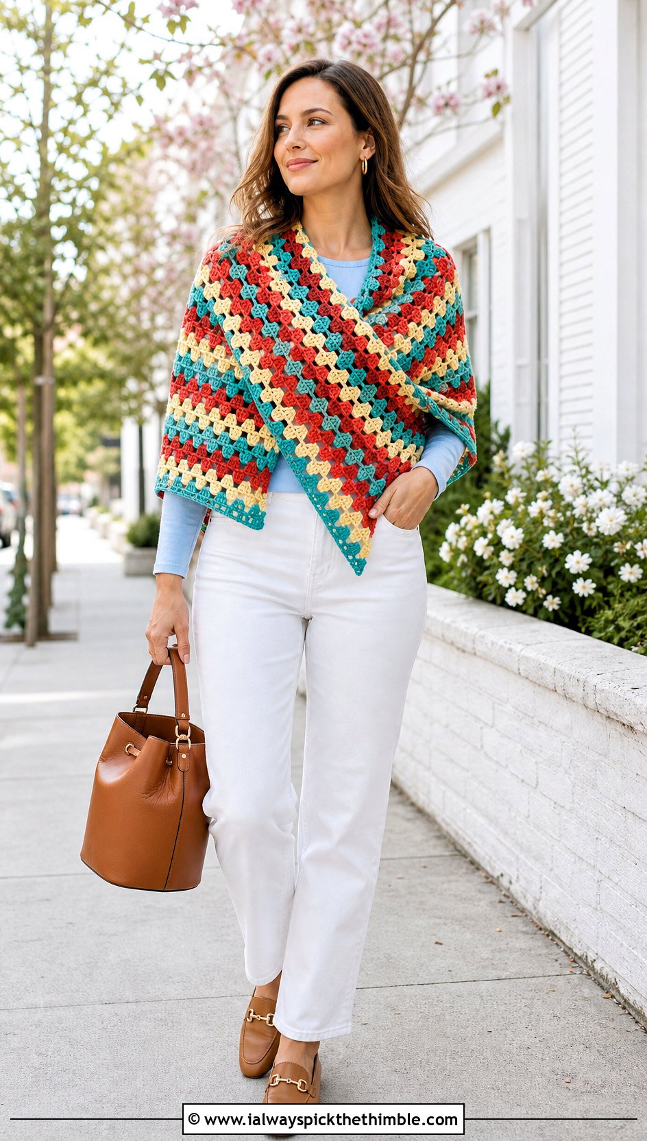 Granny Stitch Crochet Outlander Shawl With White Jeans - 25 crochet outlander shawl outfit ideas