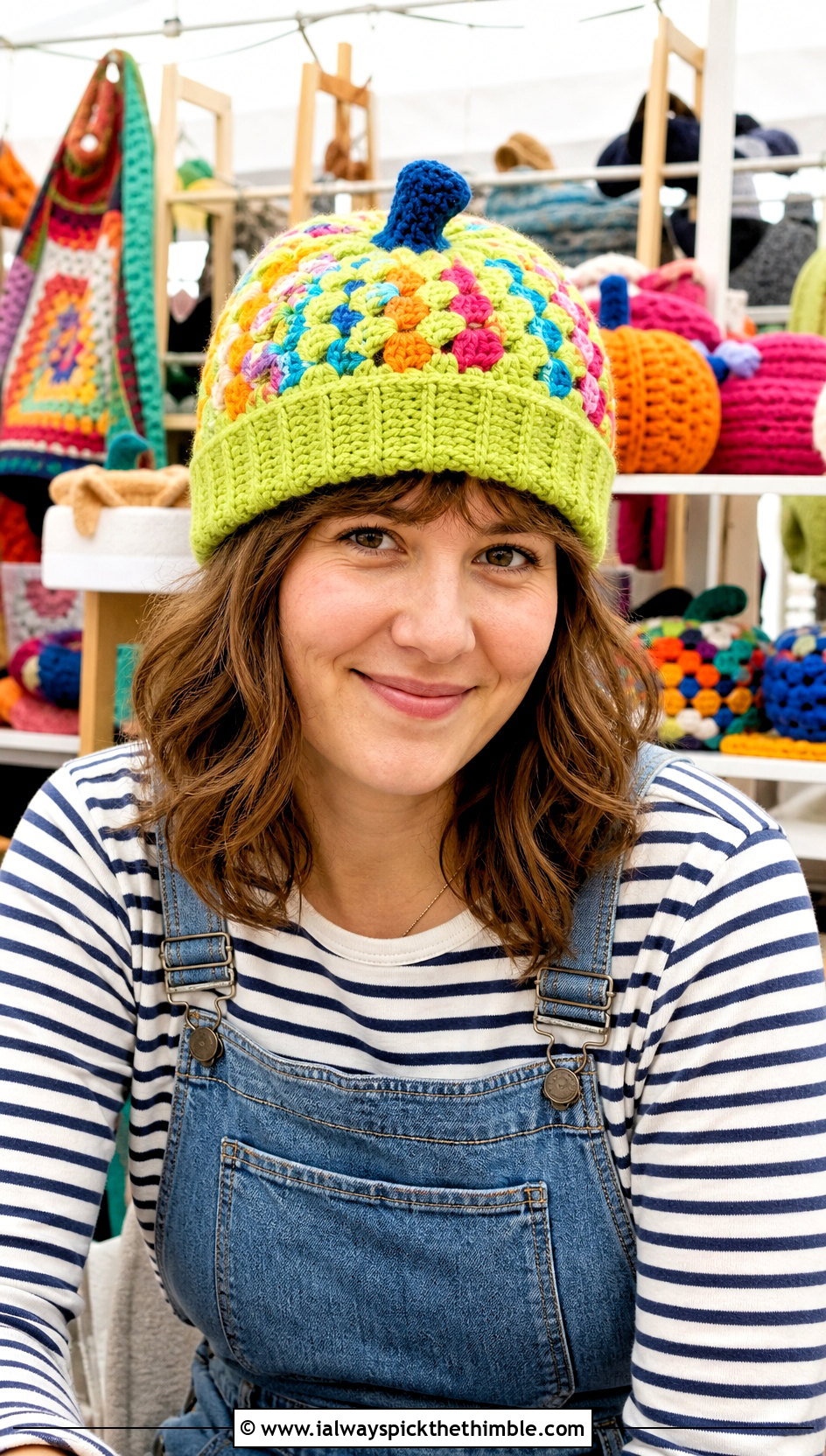 Granny Stitch Crochet Pumpkin Beanie With Overalls - 20 crochet pumpkin beanie outfit ideas