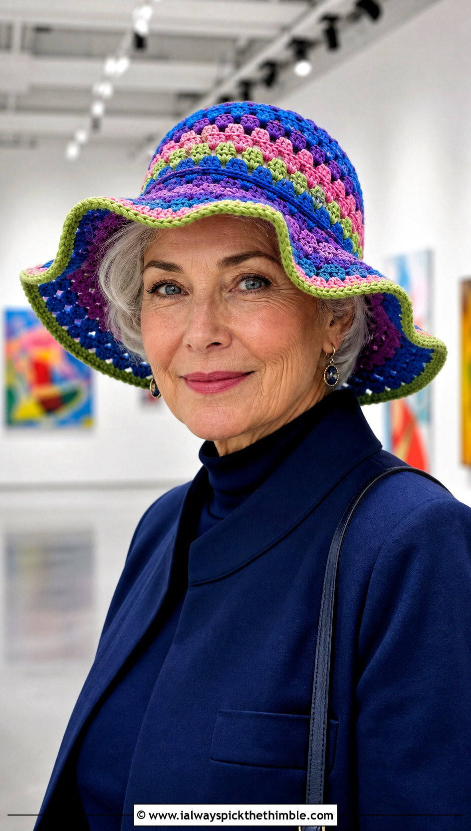 Granny Stitch Floppy Hat With Monochrome Outfit - 20 Crochet Hat For Grandma outfit ideas