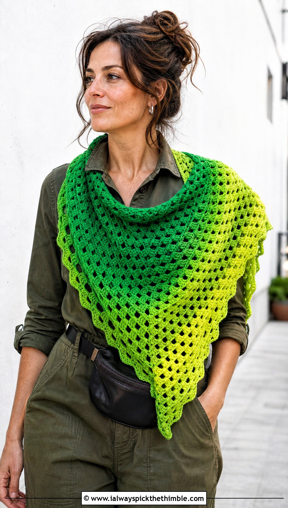 Granny Stitch Mandala Yarn Crochet Shawl With Utility Jumpsuit - 20 Mandala Yarn Crochet Shawl outfit ideas
