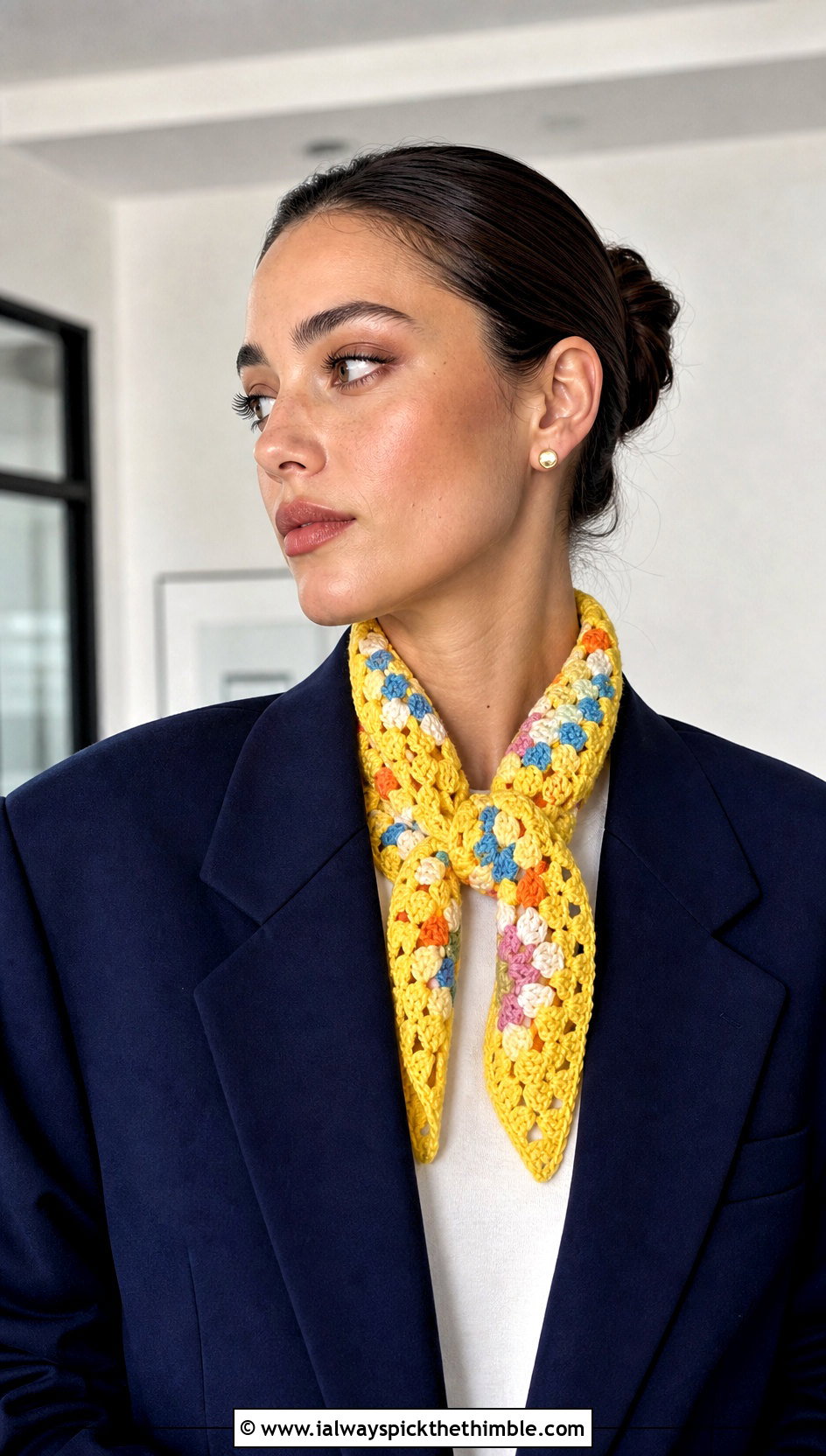 Granny Stitch One Skein Triangle Crochet Scarf With Blazer - 15 One Skein Triangle Crochet Scarf outfit ideas
