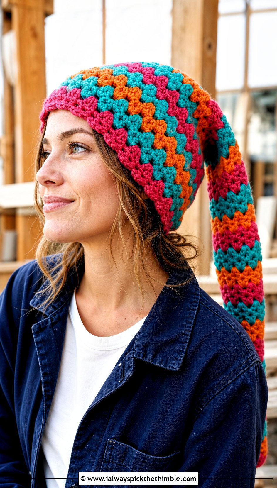 Granny Stripe Crochet Cindy Lou Who Hat With Chore Coat - 20 Crochet Cindy Lou Who Hat outfit ideas