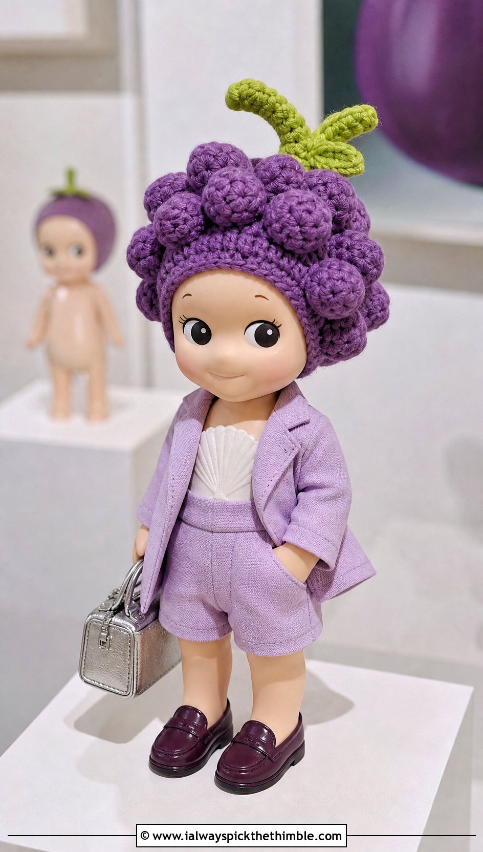 Grape Cluster Bonnet Sonny Angel Crochet Hat With Tailored Suit - 20 sonny angel crochet hat outfit ideas