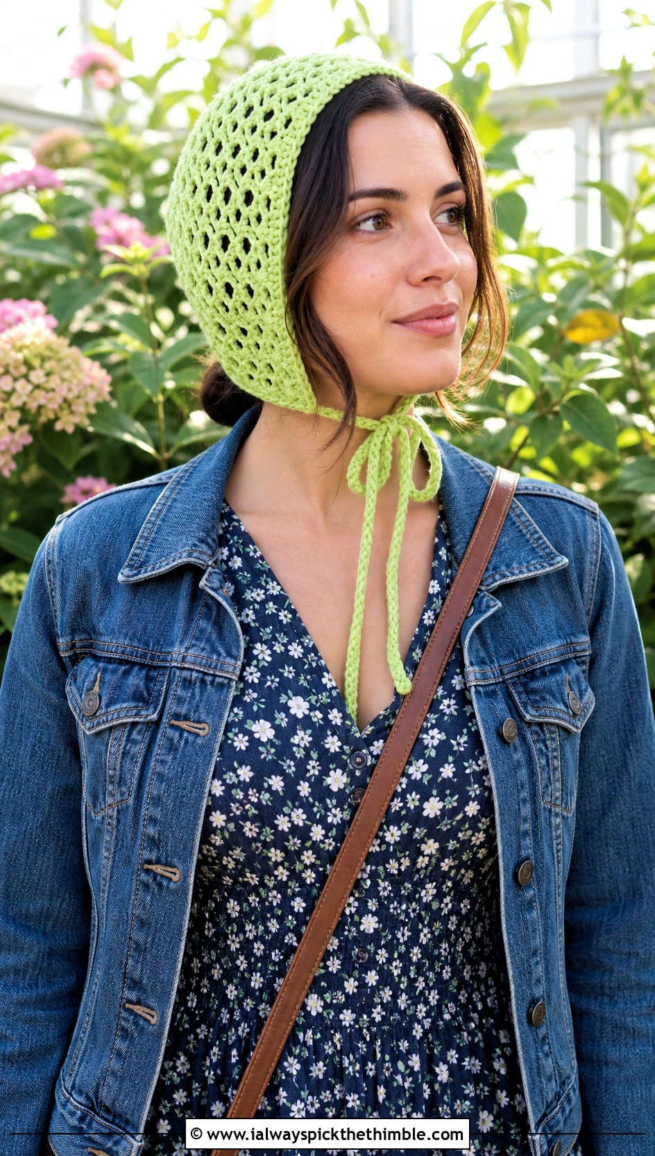 Green Crochet Bonnet With Prairie Dress - 25 green crochet hat outfit ideas
