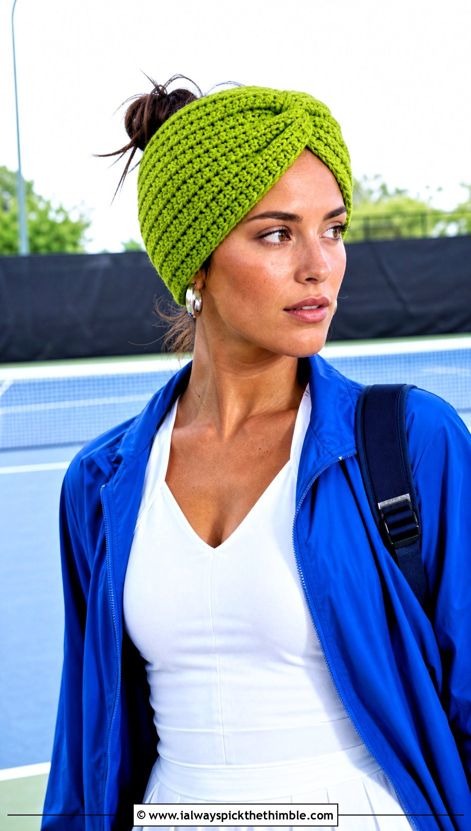 Green Crochet Turban Hat With Tennis Dress - 25 green crochet hat outfit ideas