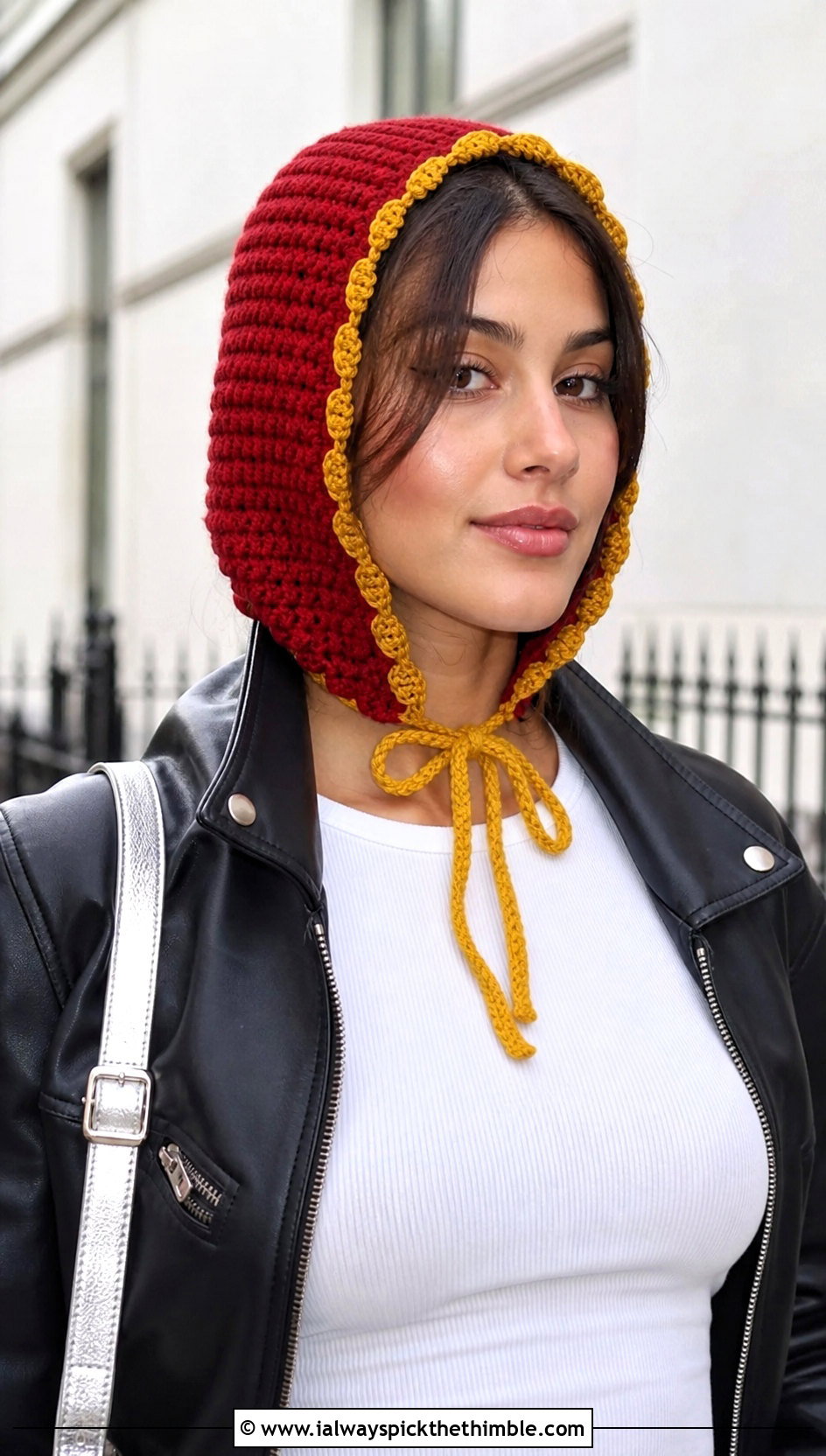 Gryffindor Crochet Bonnet With Moto Jacket - 15 gryffindor crochet hat outfit ideas