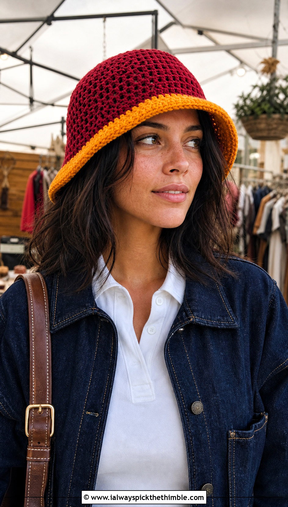 Gryffindor Crochet Bucket Hat With Denim Midi Skirt - 15 gryffindor crochet hat outfit ideas