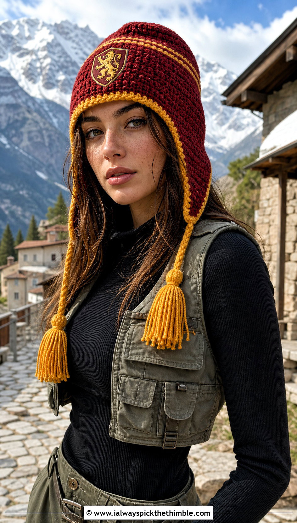 Gryffindor Crochet Earflap Hat With Cargo Pants - 15 gryffindor crochet hat outfit ideas